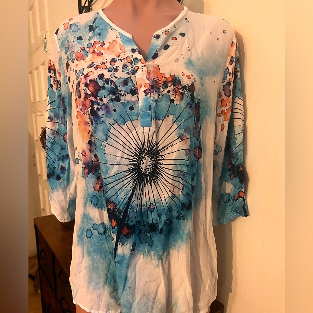 #21 Vibrant Watercolor Women's Blouse